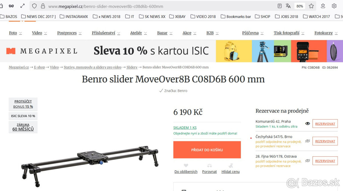 Benro Video slider MoveOver8B - ako novy karbonovy