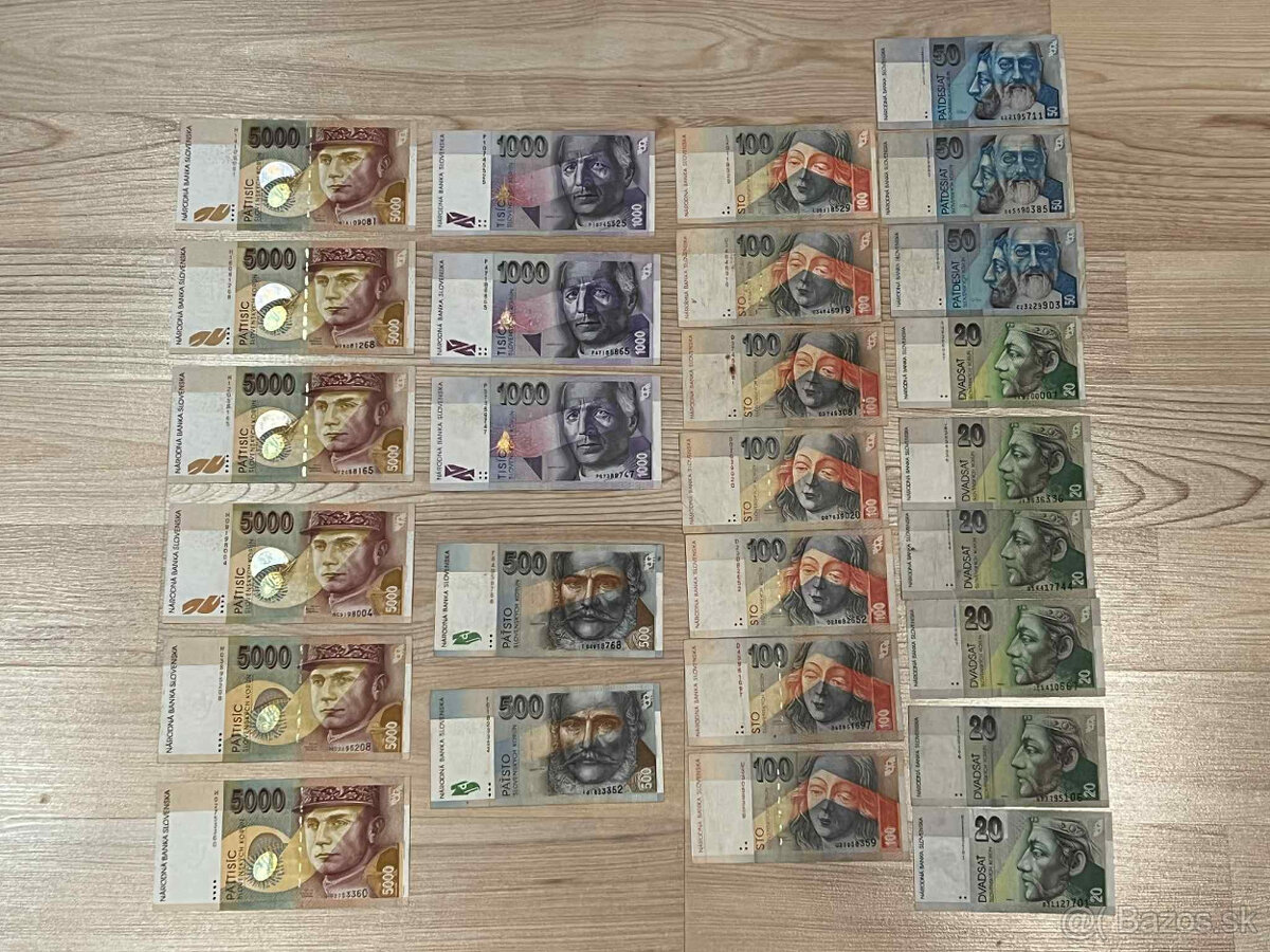 Slovenské bankovky/koruny pred eurom