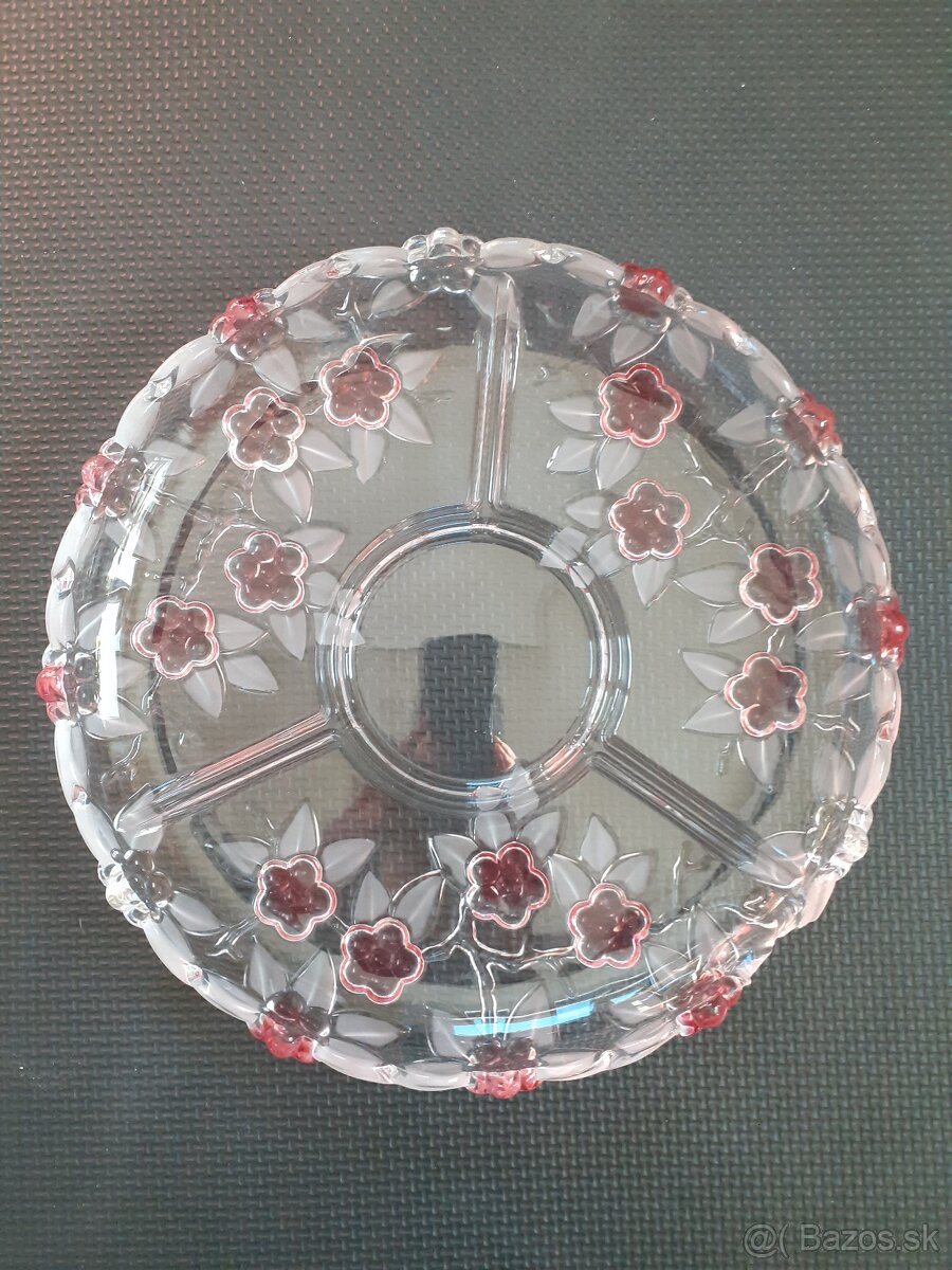 Sklenená stará ozdobná misa kabaret