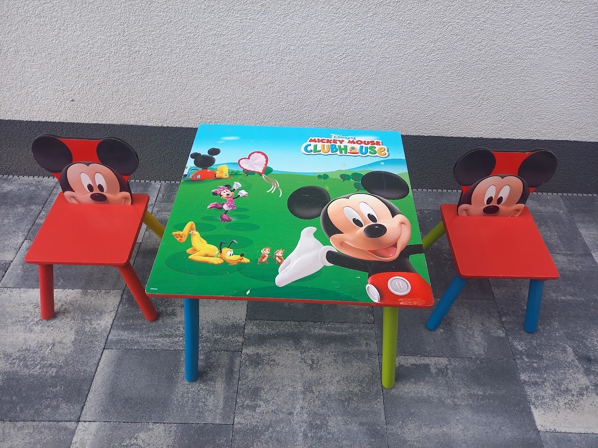 Detský drevený stôl so stoličkami Mickey Mouse