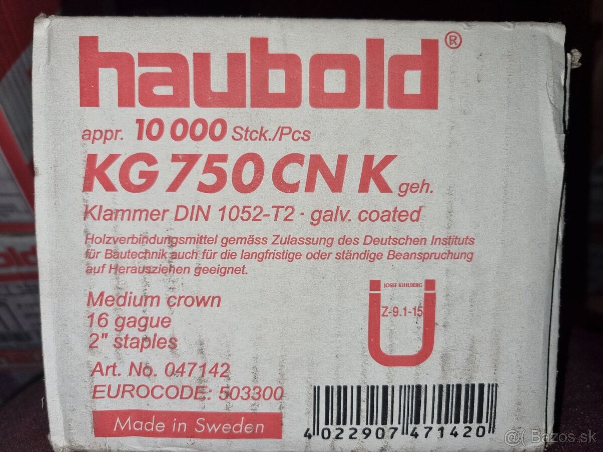 Spony do sponkovačky Haubold KG 750 CN K