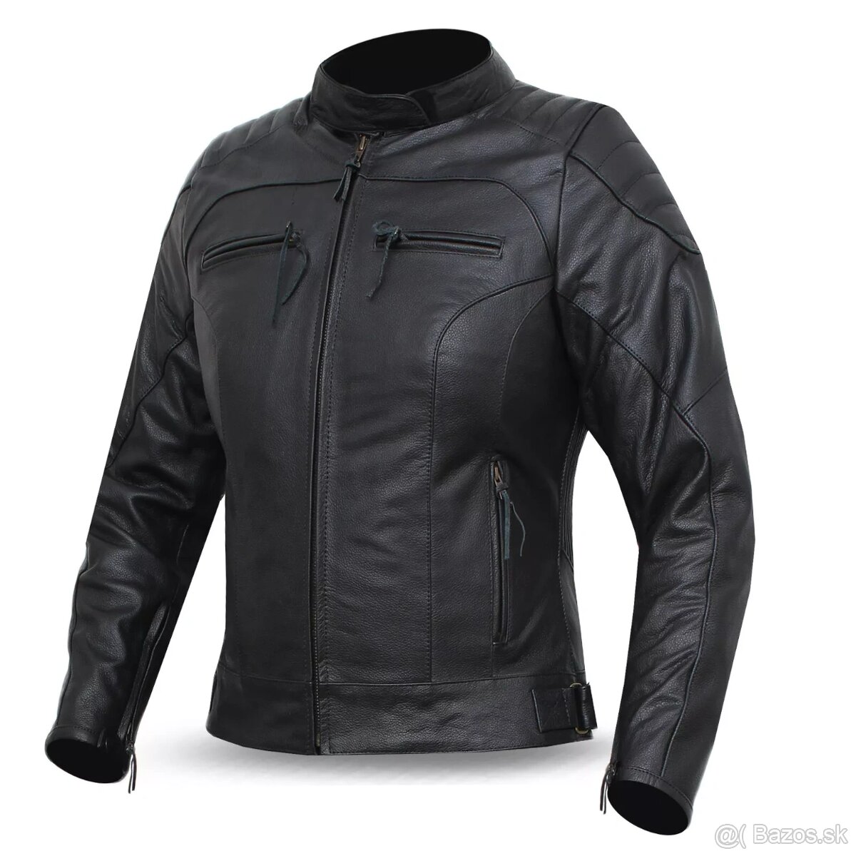 Moto Dámska Kožená Čierna Bunda 2 V 1