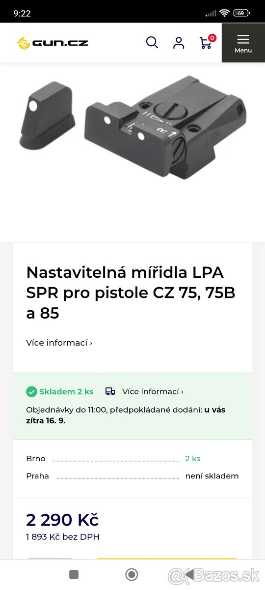 Mířidla cz 75