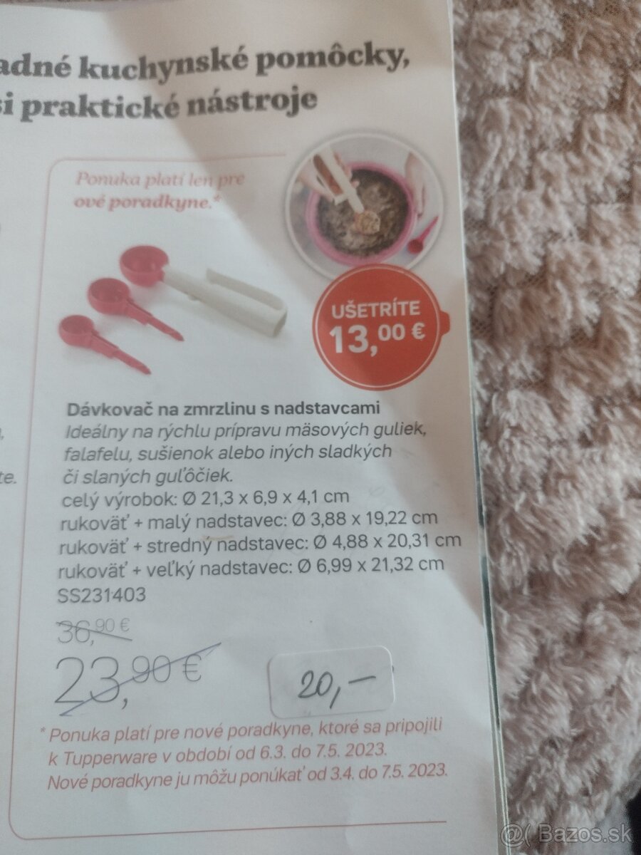 Tupperware dávkovač na zmrzlinu s nadstavcami, nové
