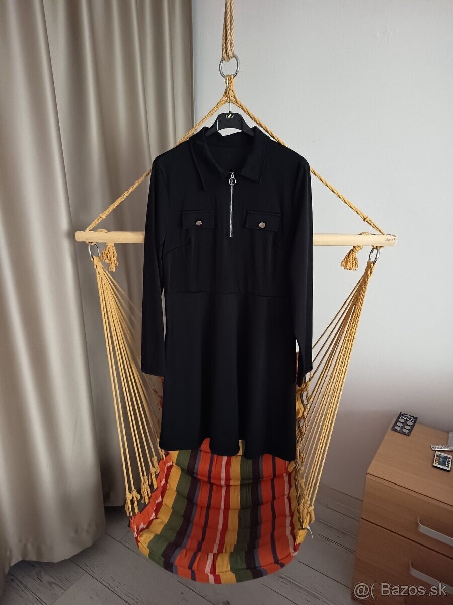 Dámske šaty čierne XL nové zo zipsom