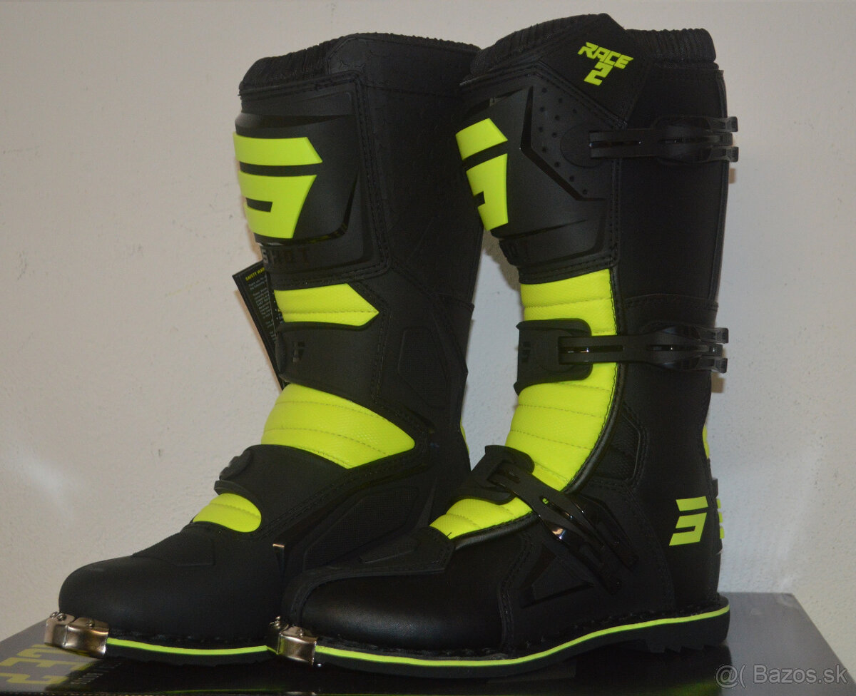 SHOT boty čižmy mx topánky žlto fluo čierne