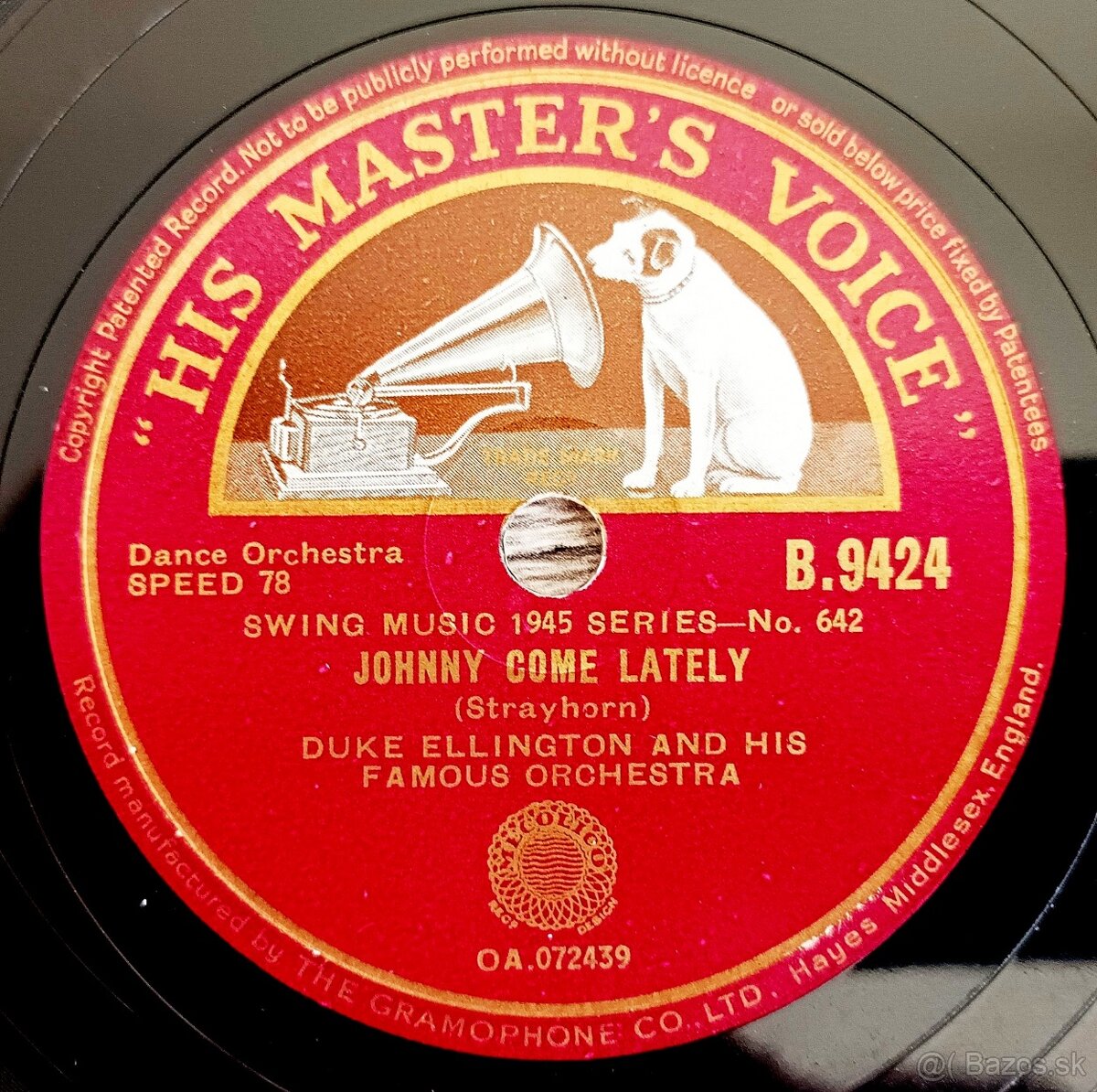DUKE ELLINGTON - šelaková gramodeska, rok 1942, HMV