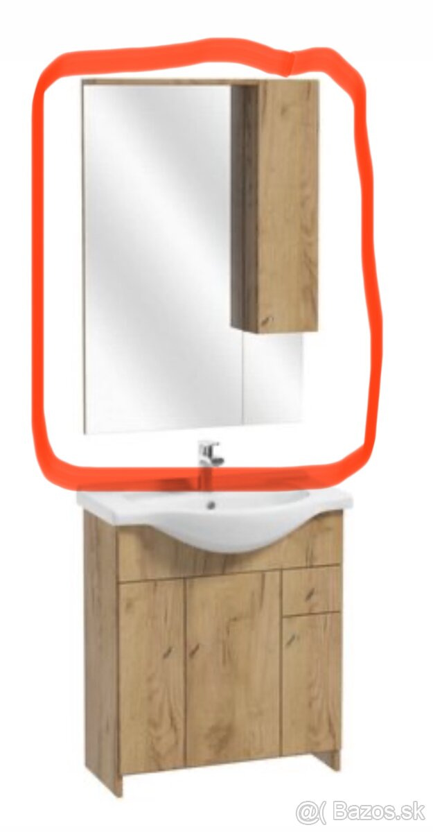 Kúpeľnové zrkadlo so skrinkou - zlatý dub