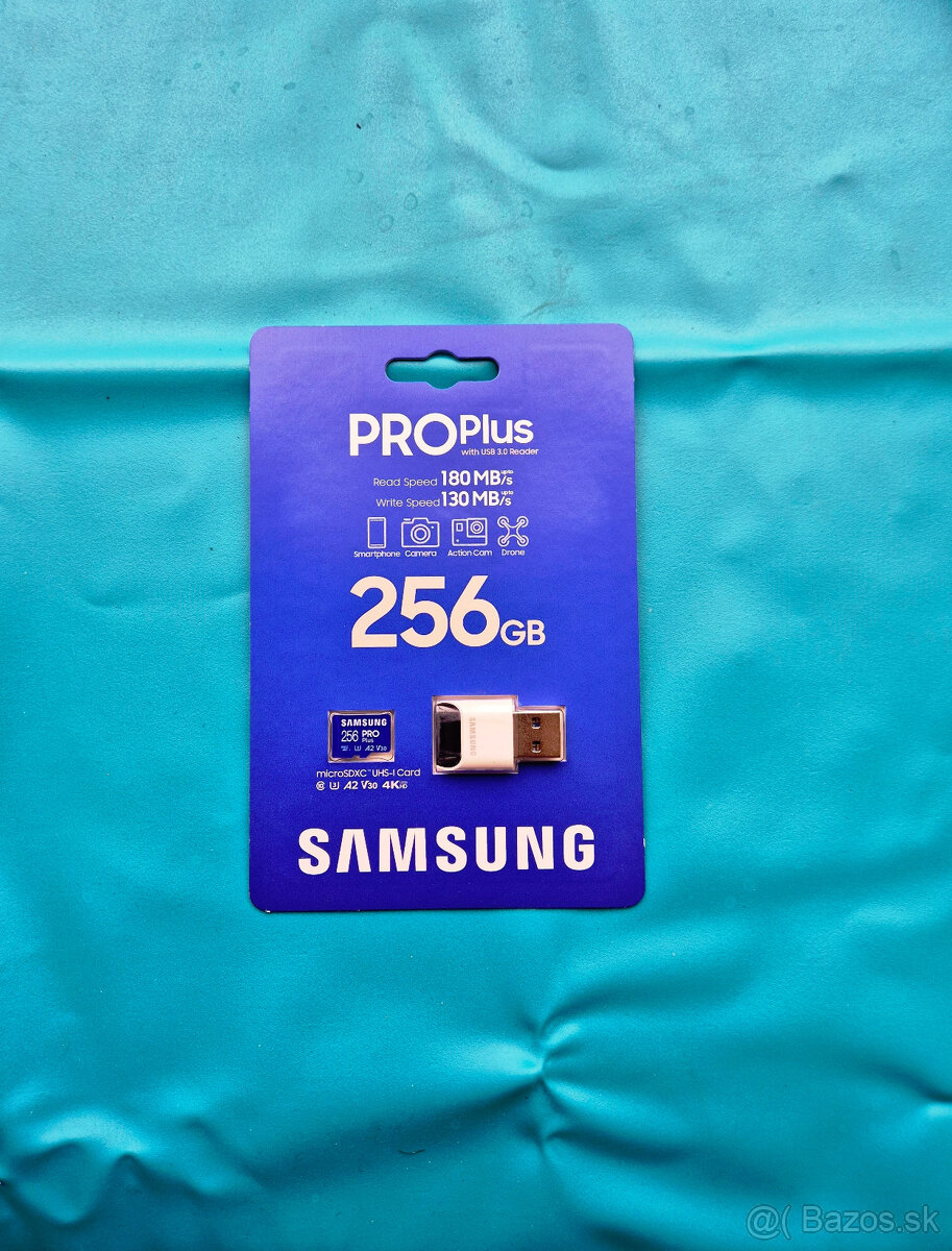 Nová Samsung micro SDXC 256GB PRO Plus + USB adaptér