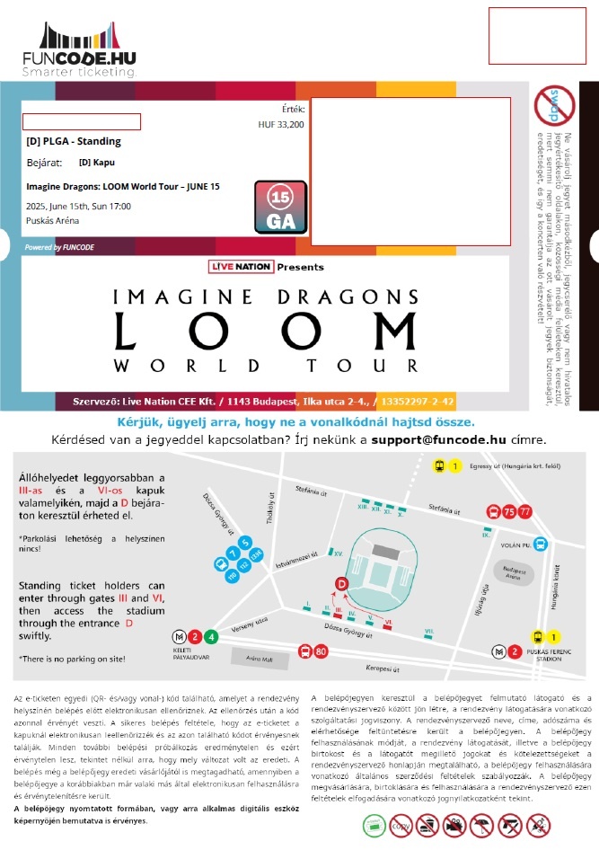 IMAGINE DRAGONS - LOOM World Tour - 15.6.2025 - Budapešť
