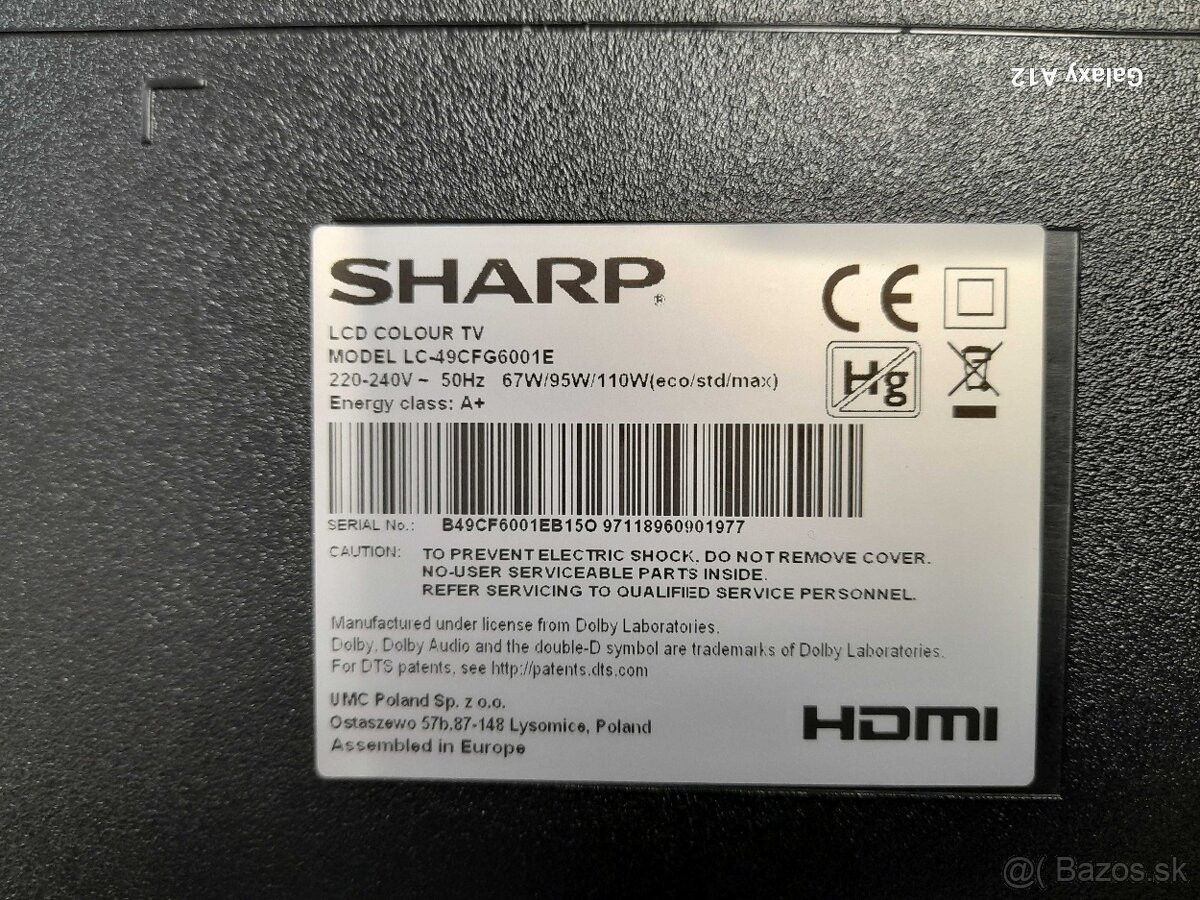 Náhradné diely na TV SHARP LC-49CFG6001E