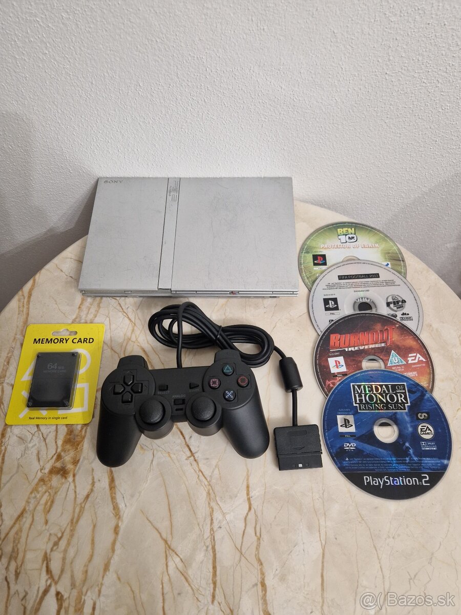 PlayStation 2 Slim herná konzola sivá + hry