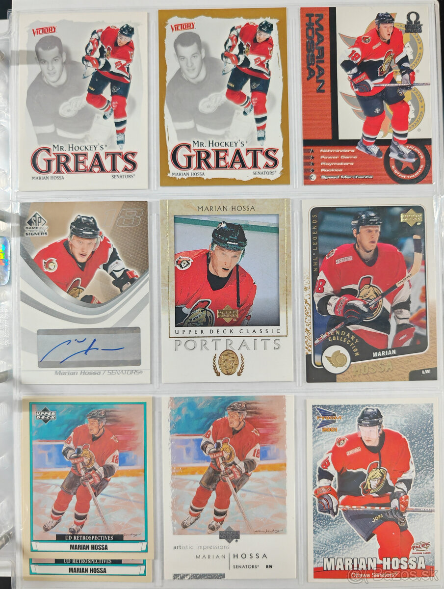 Predám hokejové kartičky Marián Hossa 2
