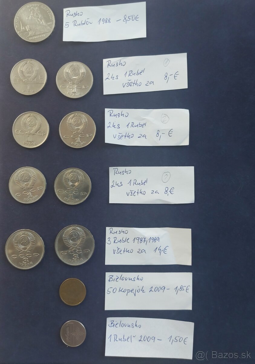 Zbierka mincí - Anglicko,Spojené Kráľovstvo, Rusko, Ruble