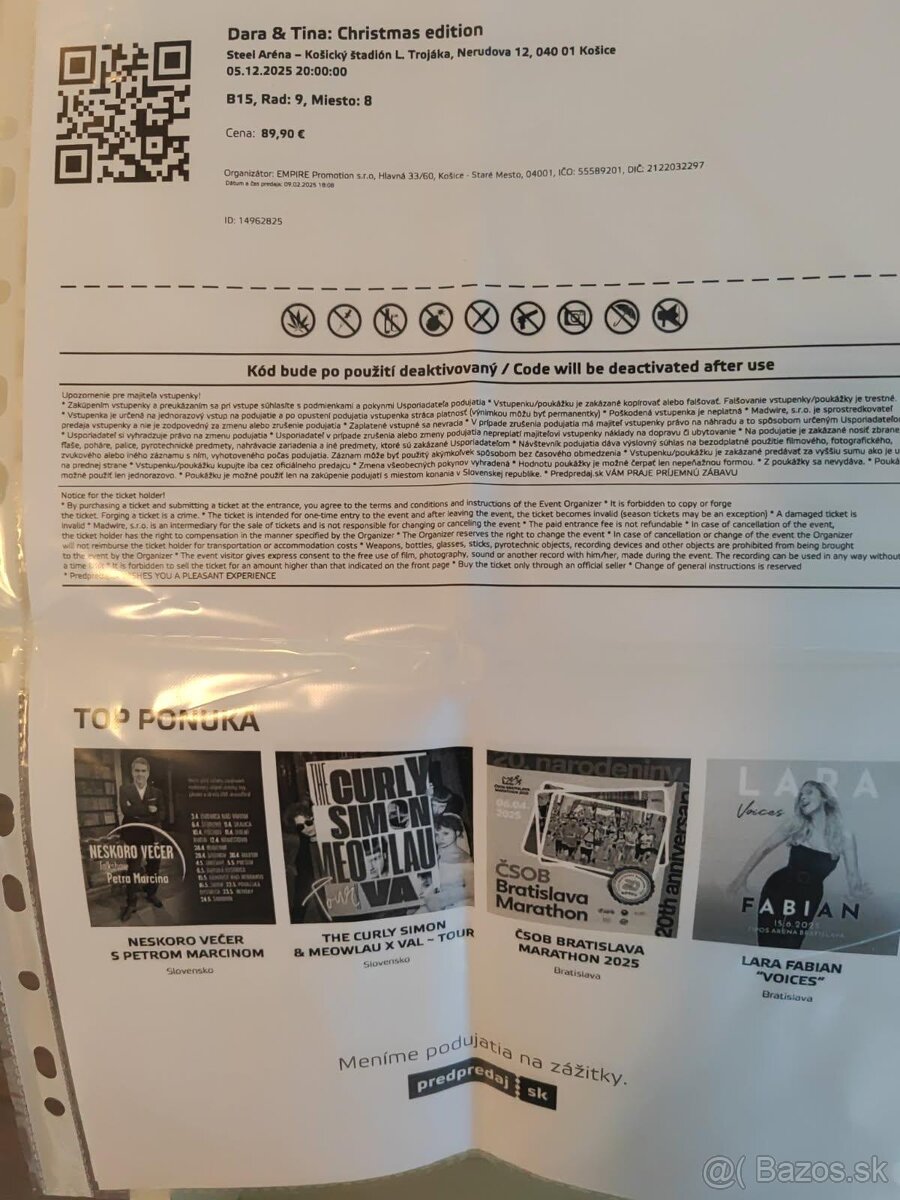 Listky na koncert Dara/Tina do KE