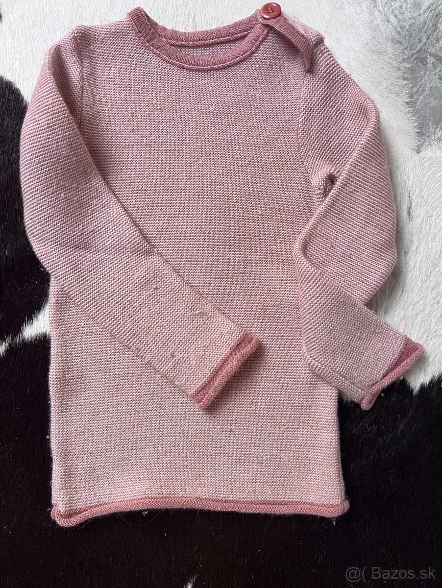 DISANA pletený ružový pulovrík z merino vlny, 2-3y 98/104