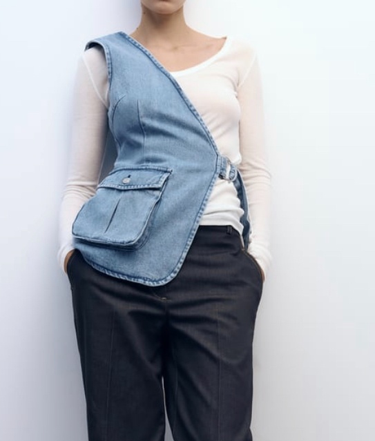 Asymetrická rifľová vesta Zara novà