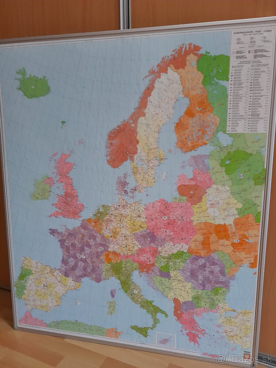 Mapa Európy s PSČ