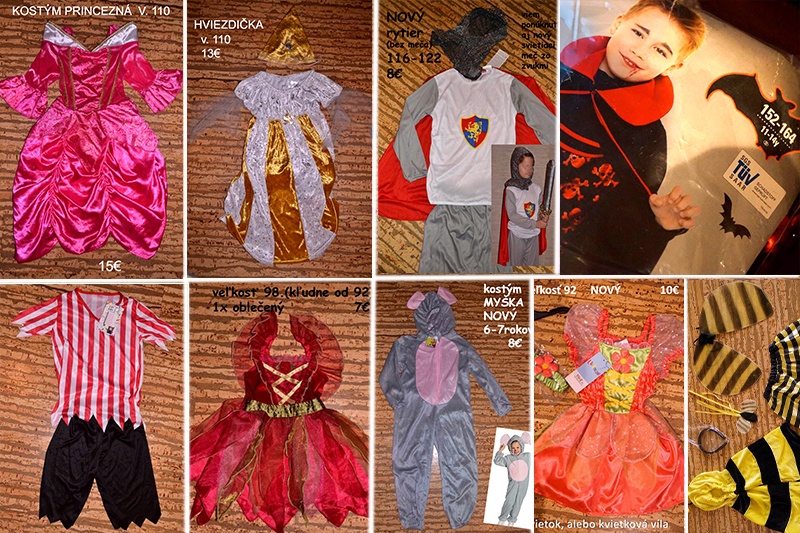 kostým na karneval 4-8eur aj NOVÉ pre dievča aj chlapca 2-7r