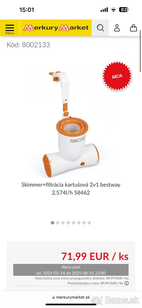 Skimmer+filtrácia kartušová 2v1