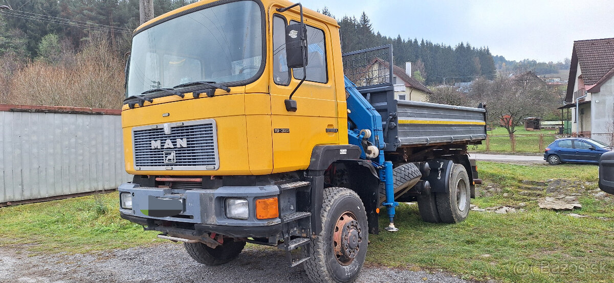 MAN 19,322 - 4x4 Trojstranný sklápač + hydraulická ruka