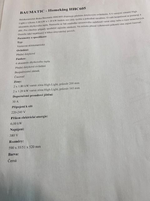 Sklokeramická doska BAUMATIC