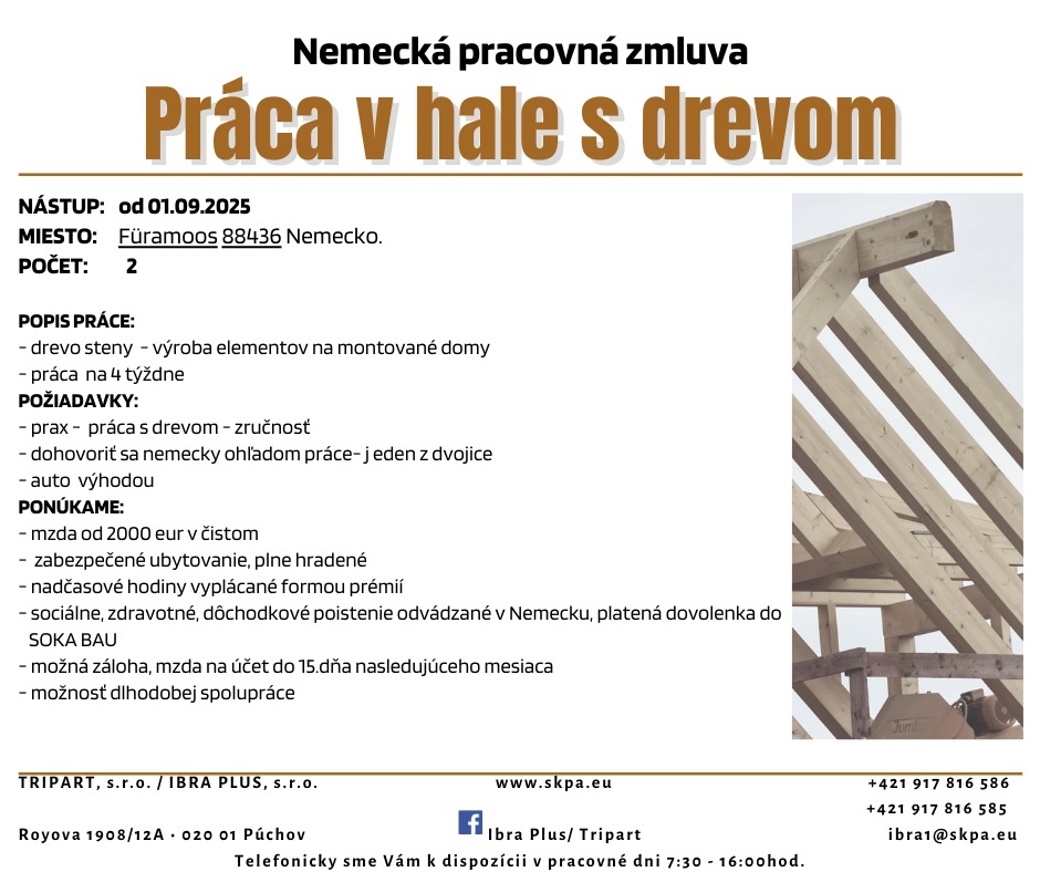 Práca v HALE v Nemecku na TPP- Nemecká prac.Zmluva.