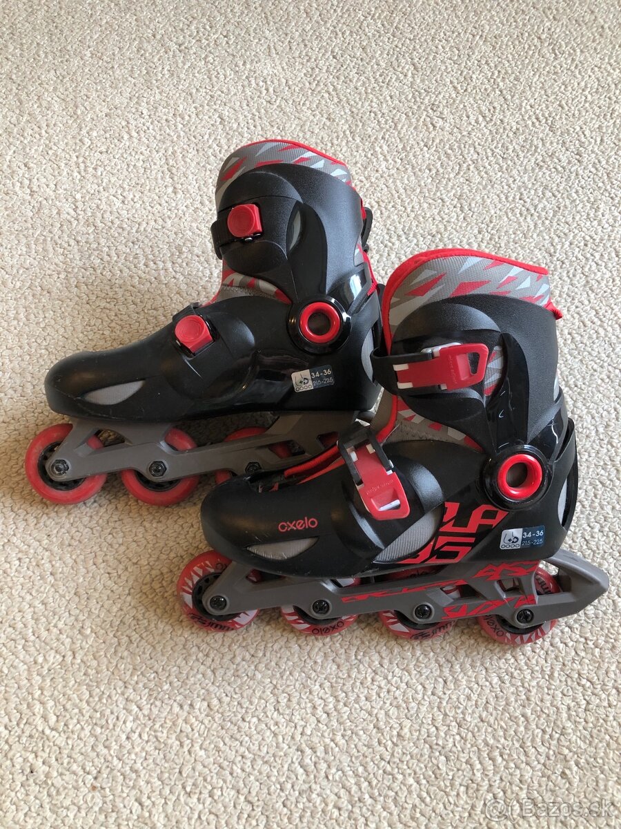 Detské kolieskové korčule Oxelo, nastaviteľná veľkosť 34-36