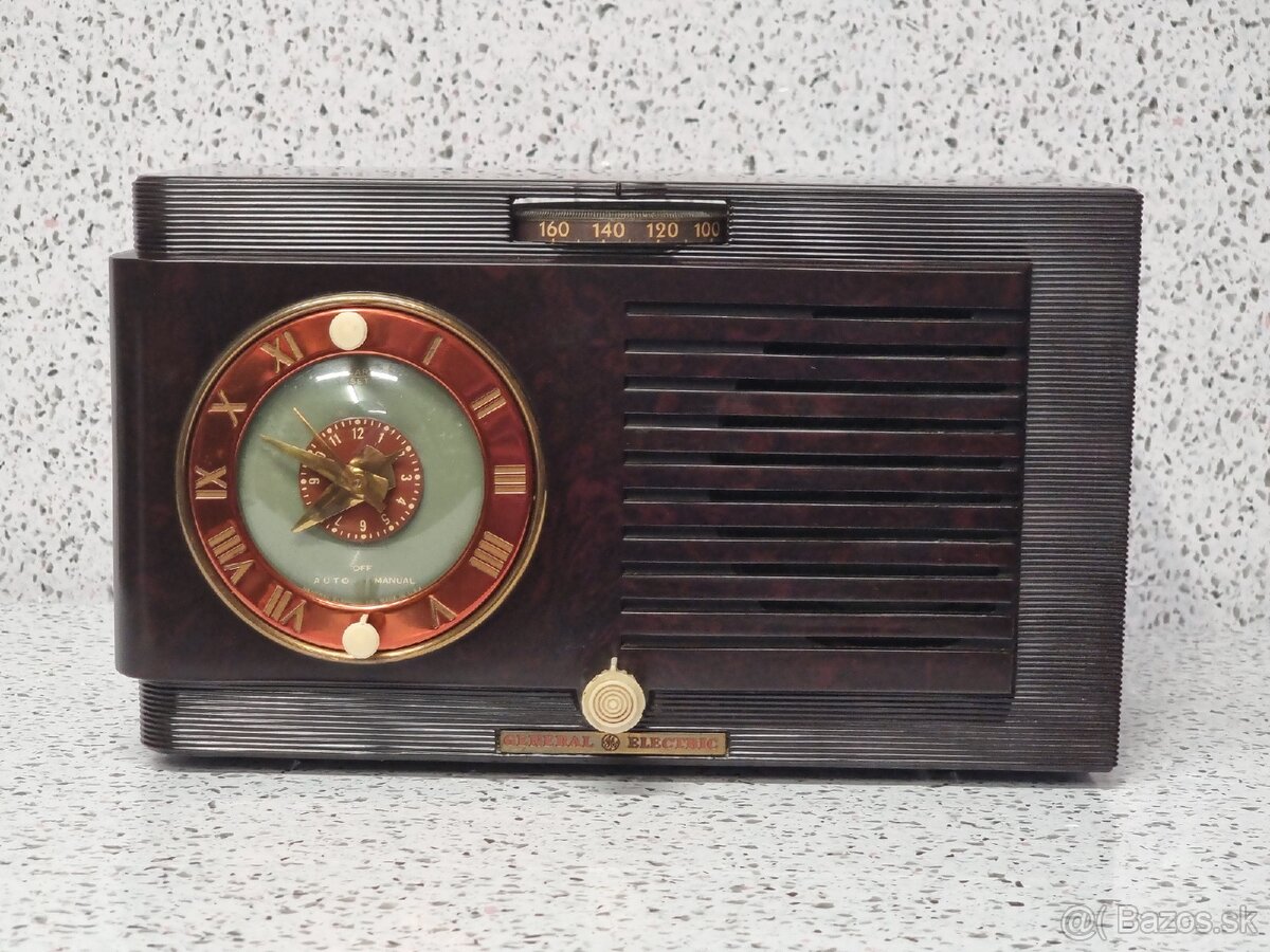 GENERAL ELECTRIC 》 MODEL 60 》5 Tube Radio + Electric Clock