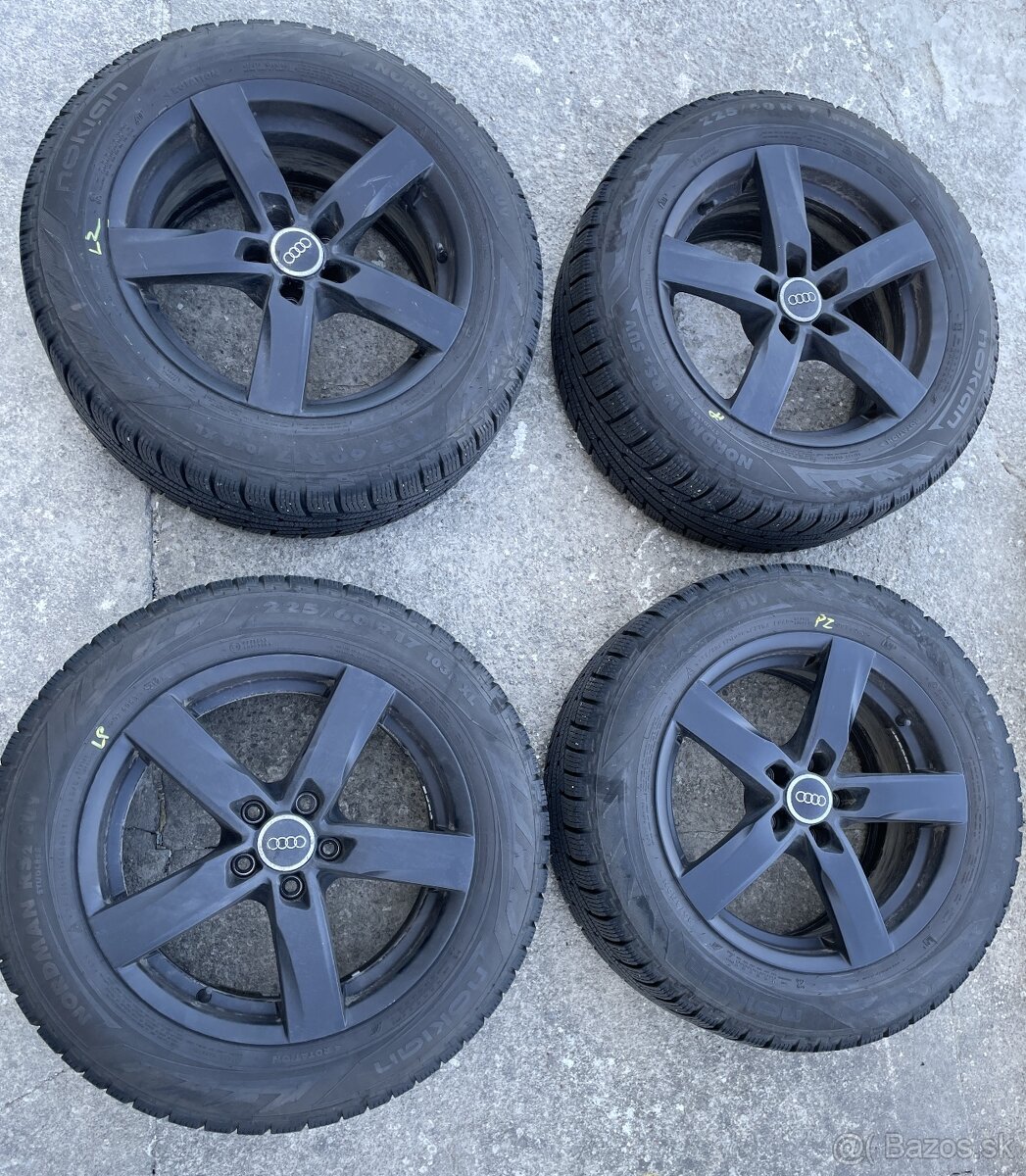 Predám zimnú sadu kolies Audi – 17" originál disky + Nokian