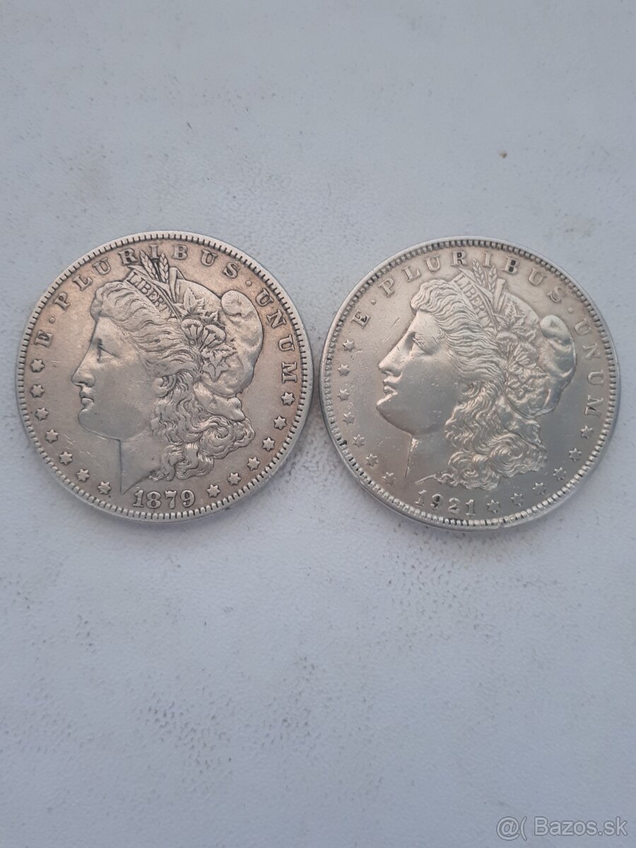 Strieborne dolare a mince USA.