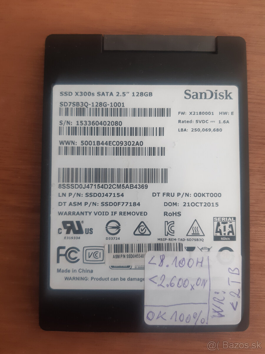 SSD 128GB SATA 2,5" Sandisk X300s MLC