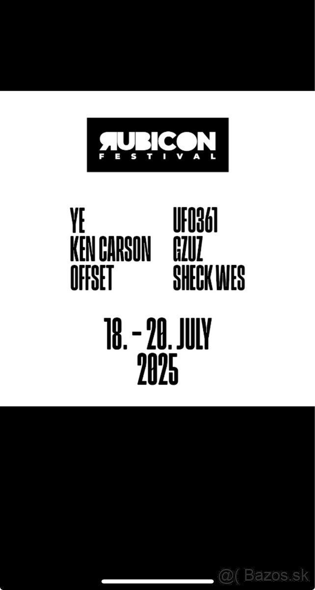Rubicon 20.7.2025 3 listky Kanye West a Kontrafakt