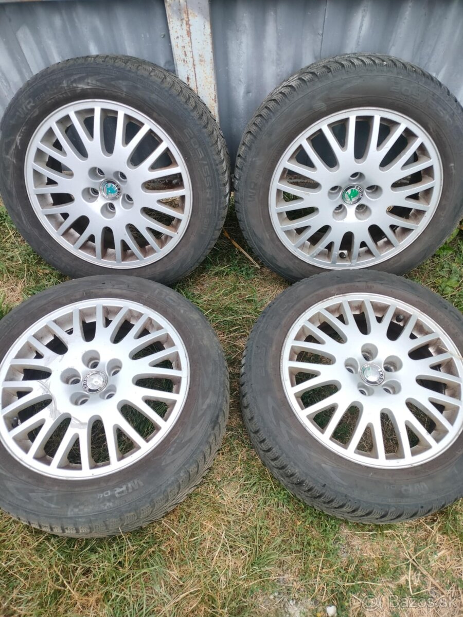 ❄️4ks alu disky orig. Škoda 5x100 r16 pneu 5mm 205/55 r16