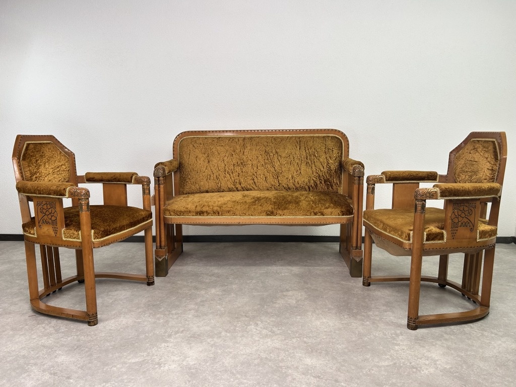 Secesné sedenie sofa + 2 kreslá