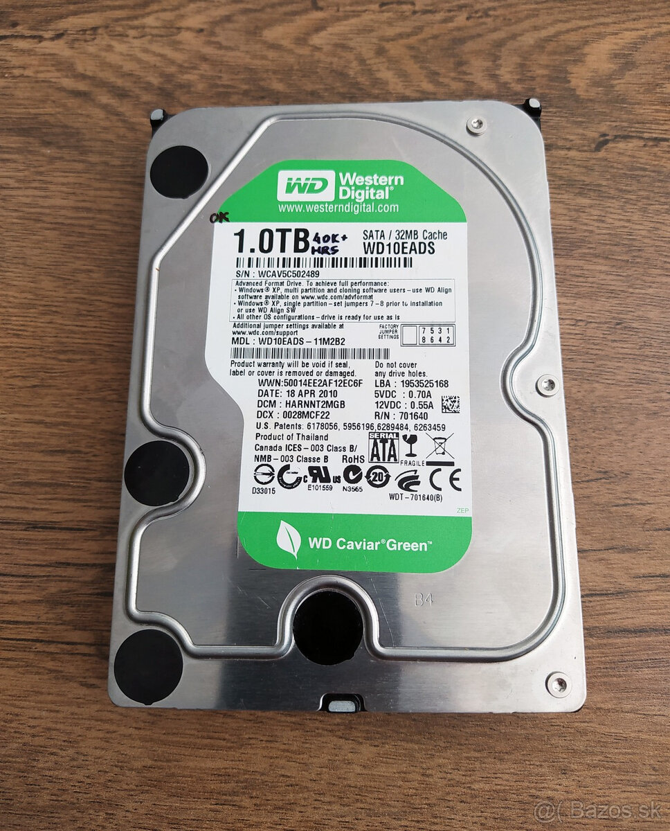 3.5" HDD 1TB Western Digital Green