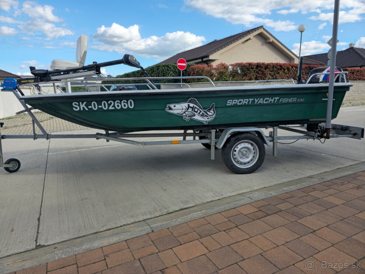 Motorový čln Sportyacht fisher 430, rybolov, rekreácia