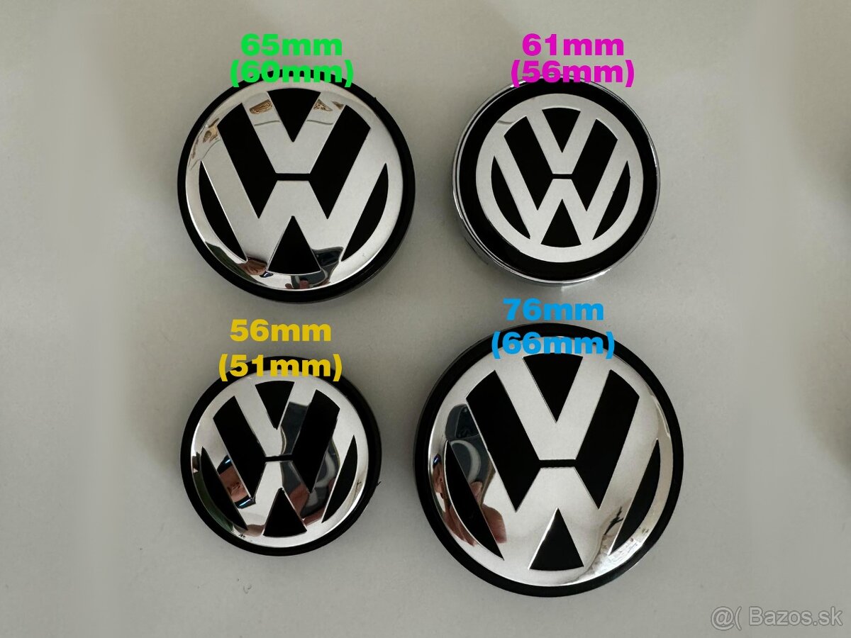 Volkswagen stredové krytky kolies 56mm, 61mm, 65mm a 76mm