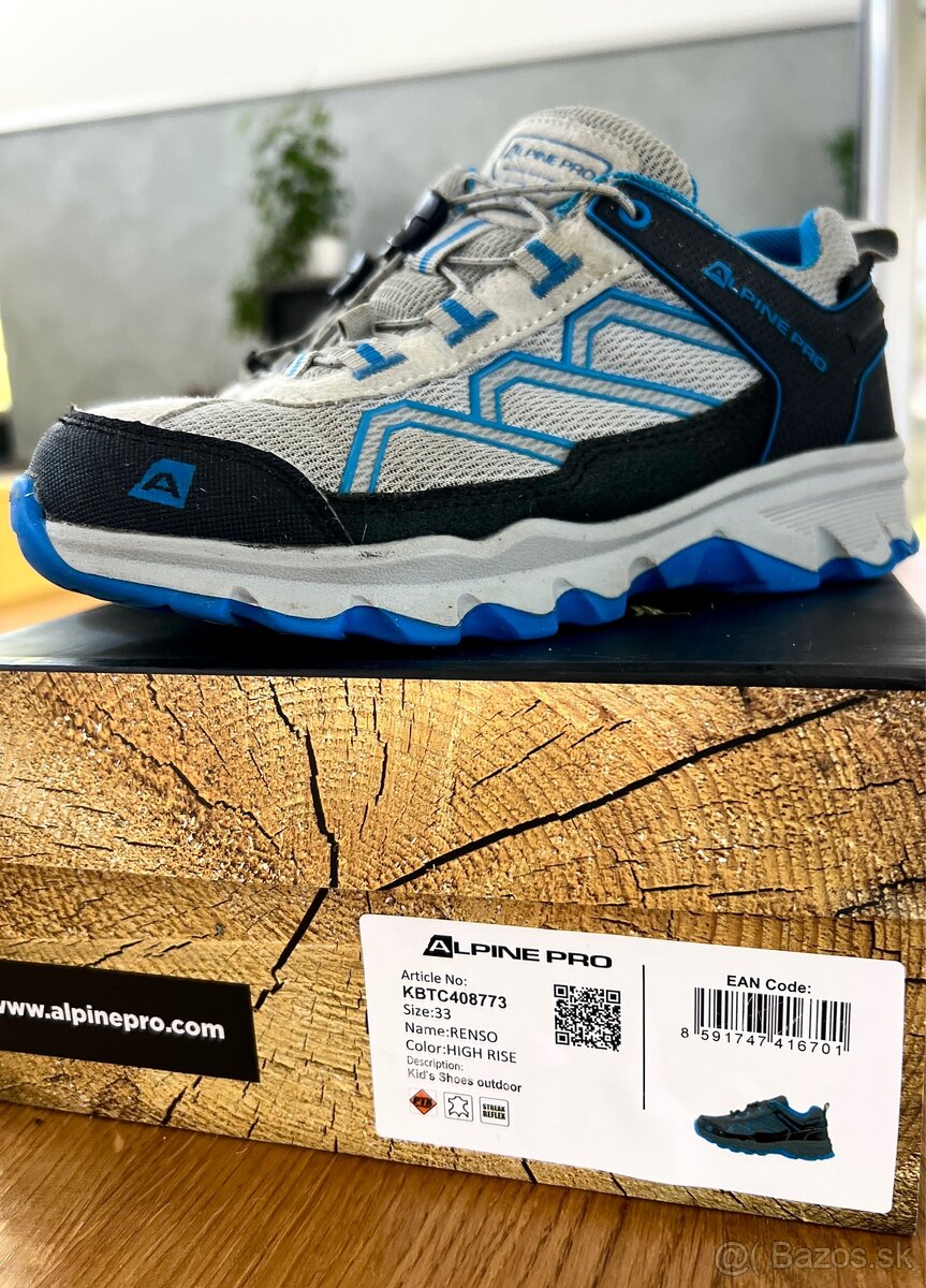 Detské turistické topánky Alpine Pro v. 33 s membránou.