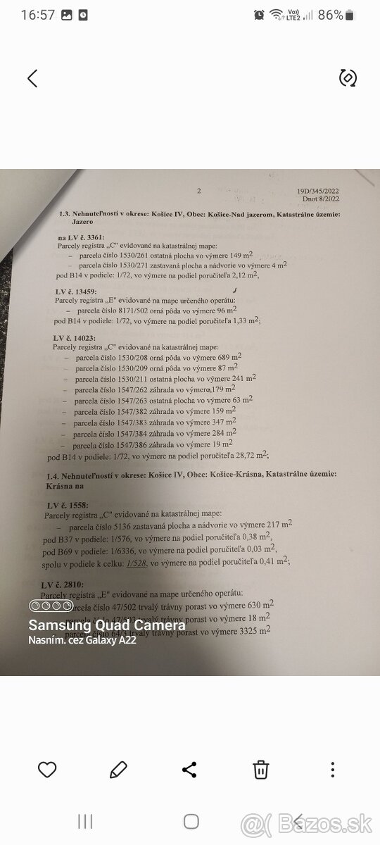 Predam spoluvlastnicke podiely v pozemkoch.