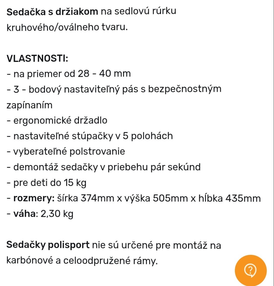 Detská sedačka na bicykel