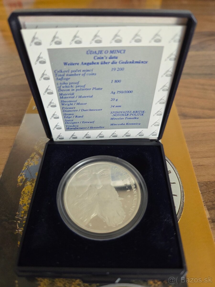 Strieborná minca Hurban Vajanský 200 SK/1997 PROOF