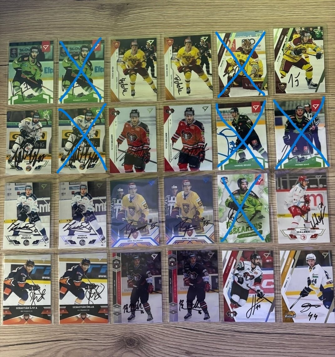 Podpísané hokejové kartičky hokejistov Vlci Žilina Extraliga