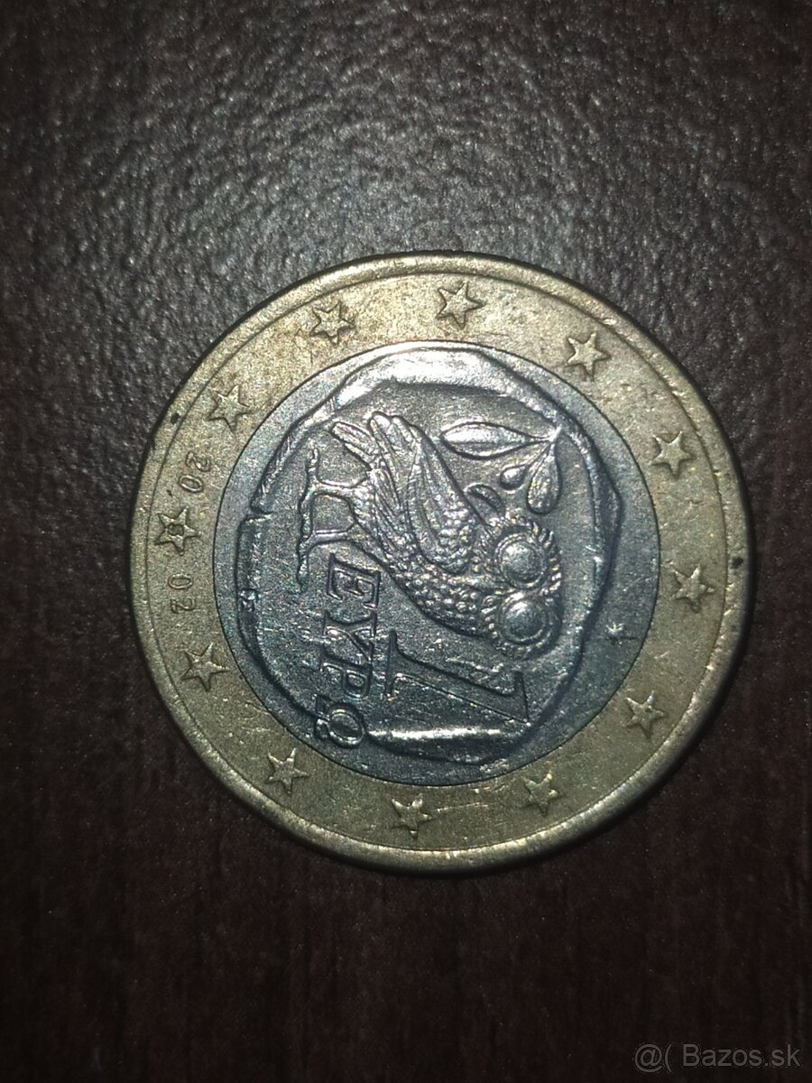 1€ Grécko 2002 vzácna minca z písmenom S dole vo hviezde