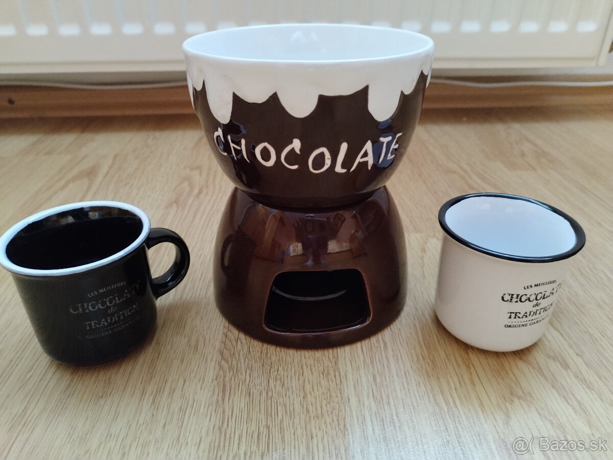 Keramické fondue na čokoládu, syr, maslo