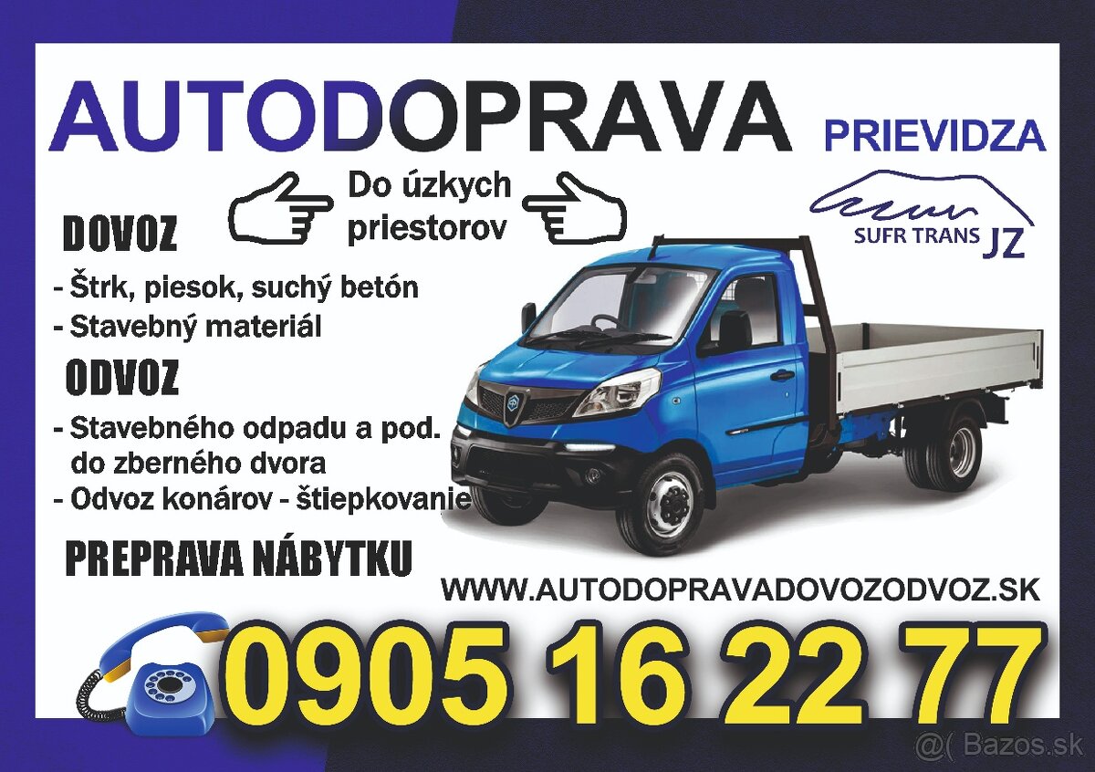 Dovoz štrku Prievidza a okolie