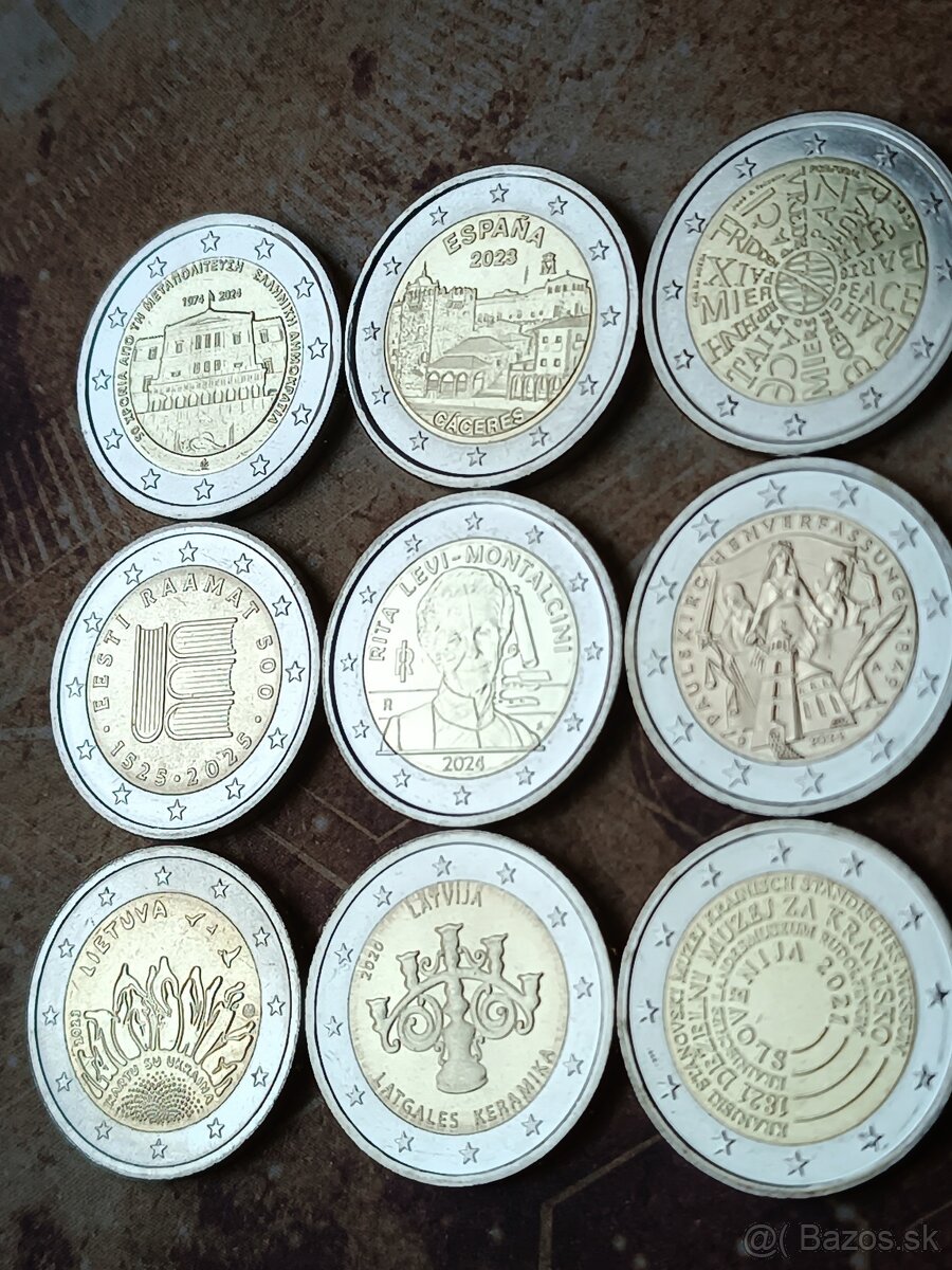 2€ pamätné mince, UNC, euro, 9 ks