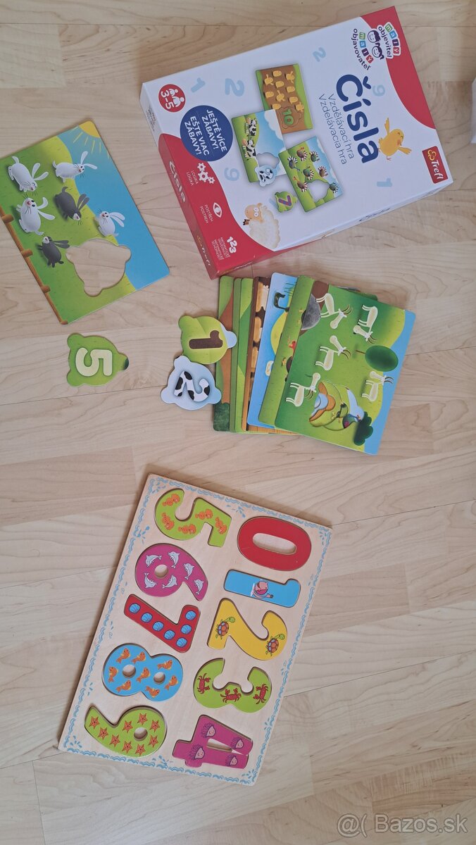 Cisla- drevene,puzzle, Hra s cislami