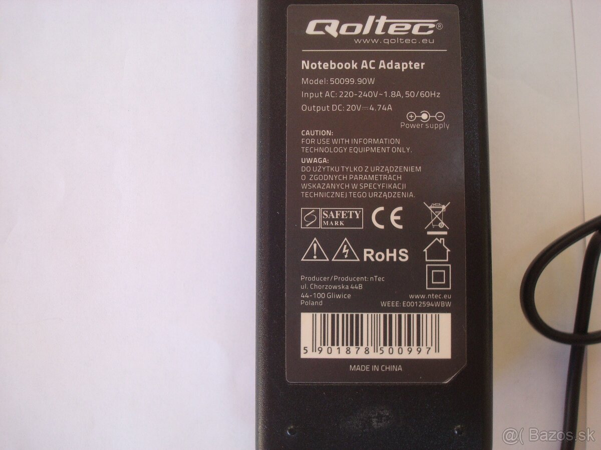 Nabijacka Qoltec pre Nootebook 20V 4,7A