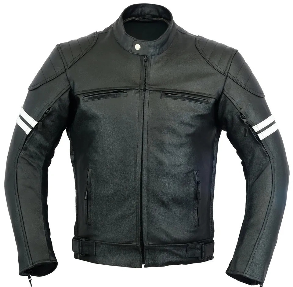 Moto Kožená Bunda 2v1 Café Racer Stripess
